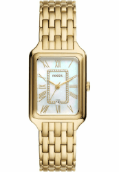 Fossil Raquel Uhr für Damen, Quarzwerk mit Edelstahl- oder Lederarmband 26MM Goldton und Perlton