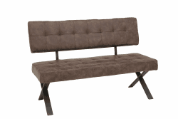 Apollo Sitzbank Esszimmerbank Donna, mit Lehne, Bezug Softex Vintageoptik Braun, X-Metallgestell Anthrazit, 140x61x93 cm Bank m.L.