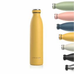LARS NYSØM Edelstahl Trinkflasche 350ml, 500ml, 750ml, 1L, 1 5 liter | Thermosflasche Kohlensäure geeignet | Auslaufsichere Wasserflasche für Sport, Outdoor, Schule (Mustard Yellow, 750ml) Mustard Yellow 739 ml