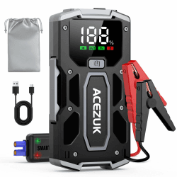 ACEZUK Starthilfe Powerbank 4000A 12V (Bis Zu 7,0L Benzin Oder 5,5L Diesel) Auto Starthilfe mit LED-Taschenlampe, großen Bildschirm, Jumper Bildschirm, Autobatterie Booster für SUV Motorrad Rasenmäher M01