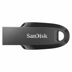 SanDisk Ultra Curve 3.2 Flash-Laufwerk 64 GB (bis zu 100 MB/s Lesen, RescuePRO Deluxe-Software, Schlüsselringöse) Schwarz Schwarz 64 GB