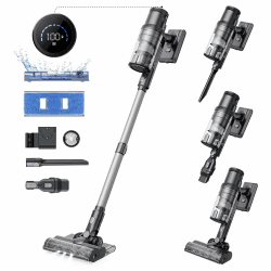 Proscenic P11 Mopping Staubsauger mit Wischfunktion, 35KPA/500W/50 Min 2 in 1 Akku Staubsauger Kabellos und Mop, LED-Display und Vielseitig Akkusauger für Teppich/Hartböden/Vorhang/Haustierhaarn