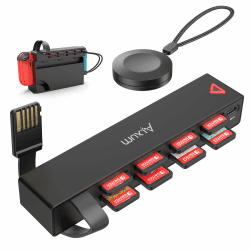 Alxum Switch Game Card Reader with Wireless Remote Control Switching,8-in-1 Switch Games Holder für Nintendo Switch/Switch OLED Konsole und Dock (4 für Spiel+4 für Aufbewahrung) schwarz-B Switch Game Card Reader min Fernbedienungen