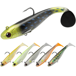 TRUSCEND Gummifische Angelköder für Forelle Zander & Barsch, Kunstköder Angelausrüstung Gummiköder Angelsets Jigs Head mit BKK/VMC Haken, Angelgeschenke für Männer,Angelköder für Süß- und Salzwasser A2-12cm-30g