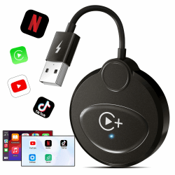 CarPlay Wireless Adapter mit YouTube, Netflix, Tiktok für iPhone, CarPlay Wireless Dongle für Werkseitig Verkabeltes CarPlay auf Wireless, Kompatibel mit Autos ab 2016, Kompatibel mit iPhone Schwarz