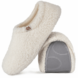 VeraCosy Damen Memory Foam Plüsch Hausschuhe Antirutsch Pantoffeln Mit Polarvlies-Futter 38/39 EU Milch Weiß