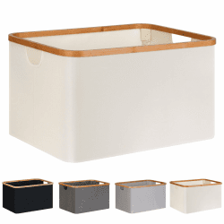 efluky Faltbarer Wäschekorb 60L, Bambus Stoff Faltbarer Storage Basket, Aufbewahrung Klappbar Wäschekorb, Laundry Baskets für Schlafzimmer Badezimmer (Beige) Beige-60l