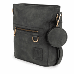 Berliner Bags Vintage Schultertasche Siena, Mittelgroße Umhängetasche aus Leder, Crossbody Bag, Handtasche für Damen - Dunkelgrau