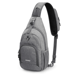 G4Free Sling Bag Rucksack, Brusttasche, Schultertasche, Anti-Diebstahl, Crossbody, Fitnessstudio, Tagesrucksack mit Kopfhörerloch für Outdoor, Radfahren, Reisen, Wandern, Herren und Damen Hellgrau