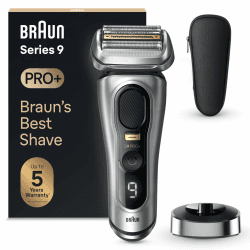 Braun Series 9 Pro+ Rasierer Herren Elektrisch, Elektrorasierer mit 5 Pro Rasierelementen, Langhaarschneider ProTrimmer, Ladestation, 60 Min Laufzeit, Wet & Dry, Made in Germany, 9517s, Silber ohne Reinigungsstation Reiseetui - Silber