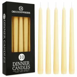 DECO EXPRESS Stabkerzen Set 6er, 10, 15 oder 50er, Lange Brenndauer bis zu 8 Std, Geruchslos(Elfenbein, 10-er Set) Elfenbein 10-er Set