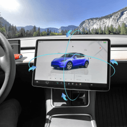 AAMHHM Bildschirm Schwenkhalterung für Tesla Model Y 2019-2024 & Model 3 2017-2023 Links/Rechts 30° Auf/Abwärts 15° Drehbar Vier Richtungen Aluminiumlegierung Tesla Screen Drehhalterung Model Y 2019-2024 & Model 3 2017-2023 Beliebiges Schwenken