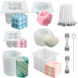 NICAVKIT 6pcs Kerzenform Bubble Kerzen Kit, 3D DIY Silikonform Kerzen-Gießen Formen und Kerzendocht Set, Silikon Kerzenformen zum Gießen als Heimdekorationen, Bastel Ornamente, DIY Duftkerze, Seife