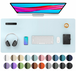 Aothia schreibtischunterlage,Mauspad, Büro-Schreibtischmatte, Rutschfester PU-Leder-schreibtischmatte,wasserdichter schreibunterlage für Büro und Zuhause (91cmx43cm,Baby Blau) 43 x 91 cm Baby Blau