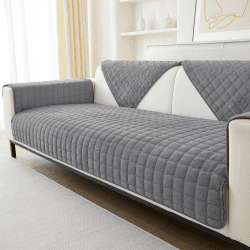 Flanell Sofabezug 1 2 3 4 Sitzer Sofabezüge Couch Überzug L Form Ecksofa Sofa Couch Überwurfdecke, Sofahusse Sofaüberwürfe rutschfest Sofa Abdeckung (Dary Gray, 90 * 160cm Stückweise Verkauft) 90x160cm/Sitzbezug Flanell Dary Grau
