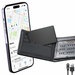 Ucani Dünne Wallet Tracker Karte, Wiederaufladbarer Geldbörsenfinder, Find My (nur iOS), Geldbeutel Handy Tracker, IP67 Wasserdicht, Gegenstandsortierer für Gepäckanhänger, Koffer, Telefon