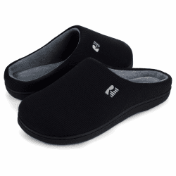 RockDove Herren Original Zweifarbige Hausschuhe mit Rückstellschaum 46/47 EU Schwarz und Grau