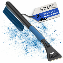 AUPROTEC Eiskratzer Auto mit Besen/Eiskratzer Messingklinge/Eiskratzer mit Besen/Scheibenkratzer Auto/Schneekratzer Auto mit Besen/Eisschaber Auto – ASE 2 schwarz-blau