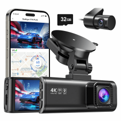 REDTIGER Dashcam Auto Vorne Hinten 4K/2,5K mit GPS WiFi, Dash Cam Auto Kamera 3,18" IPS-Bildschirm, kostenlose 32-GB-Karte, Nachtsicht, Loop-Aufnahme, 170°Weitwinkel WDR, Unterstützt 256 GB Max(F7NP) Schwarz