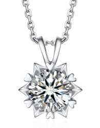 MomentWish Moissanite Halskette Damen Silber 925, 1/2 Karat Moissanite Diamant Kette Damen Solitär Anhänger Schmuck mit Geschenkbox Gra Zertifikat für Frauen Freundin Schneeflocke-2Karat