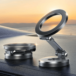 JOYROOM Handyhalterung Auto Magnet [Faltbar & Vollmetall] MagSafe Autohalterung mit 20 x N55 Magnete und 360° Drehung, Magnetische Handyhalterung Auto für iPhone 16 15 14 13 12 & MagSafe Hülle Silber