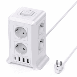Sameriver Mehrfachsteckdose mit Schalter, 8 Fach Steckdosenleiste Steckerleiste mit 4 USB, Mehrfachstecker Überspannungsschutz, 2M Verlängerungskabel Steckdosenturm für Zuhause,Büro 2M Weiß