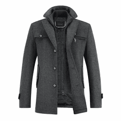 YOUTHUP Herren Wollmantel Dick Winter Kurzmantel Regular Fit Wintermantel Freizeit Herrenmantel Übergangsmantel XL Dunkel Grau