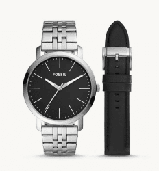 Fossil Herren Edelstahluhr Luther + Wechselband