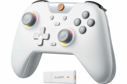 EasySMX X05 Controller PC mit 7 Farbe RGB Licht, Controller PC wireless mit Hall Joysticks & Hall Triggers, Bluetooth Controller für PC/Switch/Steam/Handy-Grau Weiß