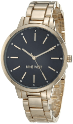 Nine West Women's Crystal Accented Bracelet Watch Gold/Black