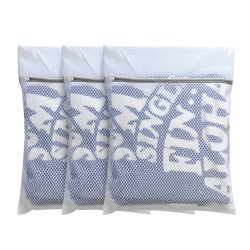 3 Stück Premium-Wäschesäcke mit Wabenmuster, für Feinwäsche mit Reißverschluss, Reiseaufbewahrung, Organisationsbeutel, Kleidung, Waschbeutel für Blusen, Strumpfwaren, Hosen, 40x50cm (3M, weiß) 3 Set-M+M+M