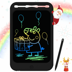 Richgv Bunte LCD Schreibtafel 10 Zoll,Maltafel Schreibtafel Kinder,EIN Schlüssel zum Löschen Funktion Mal Tablet Kinder,Maltafel Zaubertafel Ab 3 4 5 Jahre,Schreibtafel für Jungen Mädchen(Schwarz-C) 10 Zoll Schwarz-Buntes