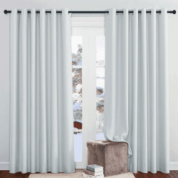 PONY DANCE Vorhang Weiß Blickdicht Gardinen Wohnzimmer Modern 2er Set H 245 x B 200 cm Verdunklungsvorhänge Thermovorhang mit Ösen Blackout Curtain for Living Room, Grau-weiß H245 x B200 cm (2er Pack) Grau-weiß