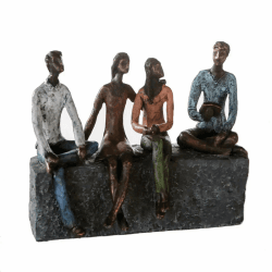 Casablanca Deko Skulptur Network - Statue aus Kunstharz mit Spruchanhänger - Freunde Familie - Deko Bronze/Mehrfarbig - Höhe 21 cm Höhe 21 cm Bronze, Mehrfarbig