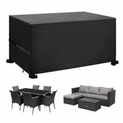 Callni Abdeckung für Gartenmöbel, Wasserdicht Abdeckplane 420D Oxford Gewebe mit Windfest Klipse, Winterfest Anti-UV Gartentische Schutzhülle für Balkonmöbel Möbelsets Lounge 185x90x74CM 185 x 90 x 74 cm
