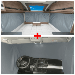 BREMER SITZBEZÜGE Blackout Gardinen Set kompatibel mit VW T4 Transporter Caravelle Multivan ab 1990-2003 Sonnenschutz Camping Camper Zubehör Komplet-Set Gardinen Vorhang Blickdicht zubehör