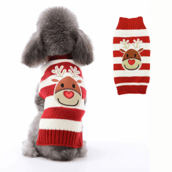PETCARE Hundepullover Weihnachten Hund Rollkragenpullover Weihnachten Muster Strickwaren warme Haustier Pullover für Hundewelpen Party Puppy Geschenk für Hund Rentier M