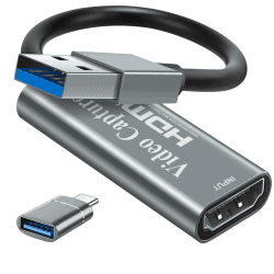 video capture card, Papeaso 4K HDMI to USB , Full HD 1080p device, for Editing Video/Games/Streaming/Online Teaching(silver) Gray