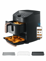 Midea Heißluftfritteuse Double Stack, übereinander Airfryer, Smart WIFI Sync mit Alexa,11L XL Vertikalem Platzsparendes Design, 10 in 1 Basket Grillpfanne Backen für 3-8 personen,2400w