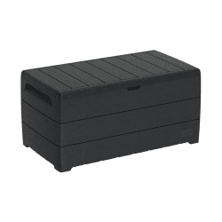 Duramax Cedargrain Durabox 416 Liter/ 110 Gallonen Kissenbox aus Kunststoff, Auflagenboxen für Terrasse und Gartenmöbel, abschließbare Kissenbox aus Kunststoff mit Gasflasche, Dunkelgrau Dunkelgrau 416 L
