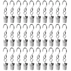 Mokife Gardinen Klammern S Haken, 30 Stück Vorhänge Clips Metall Utility Gardinenklammer für Duschvorhänge, Party Lichter, Outdoor-Draht, Fotos, Heimdekoration, Kunsthandwerk Display, Silber