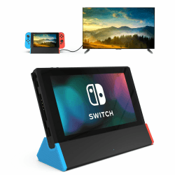 SiWiQU Switch Docking Station Kompatibel für Nintendo SwitchOLED, TV Dock mit 4K HDMI Port Type-C 2xUSB Port, Ladestation Ständer Ersatz für offizielle Version Régulière Blau + Rot