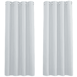 PONY DANCE Verdunkelungsvorhang Weiß 2 Stücke Wohnzimmer Gardinen mit Ösen Kurzvorhang Blickdicht Ösenvorhang, H 137 x B 132 cm, Grau-weiß H137 x B132 cm (2er Pack) Grau-weiß