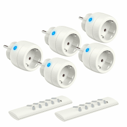 UCOMEN Funksteckdosen mit Fernbedienung, 5er Steckdosen mit 2er Fernbedienung, 2300W Funksteckdosen Set Reichweite 30m, Funkschalter Set Selbstlern-Funktion für Haushaltsgeräte, Weiß mini télécommande 2 commande 5