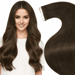 LaaVoo Tape Extensions Echthaar Braun Tape in Extensions Seamless 50cm Haarverlängerung Echthaar Tape in Braun Hair Extensions Remy Human Hair Glatt 20pcs 50g #4 50cm-20pcs 1.3#4