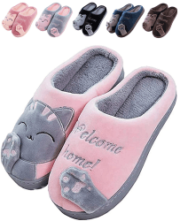 JACKSHIBO Hausschuhe Damen Winter Plüsch Pantoffeln Herren Warm Filzpantoffeln Frauen Bequeme Slippers Unisex 40/41 EU Rosa