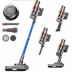 Avalsor Akku Staubsauger 45000Pa/550W/65Min, 1.5L Staubsauger Kabellos mit LED Touchscreen und mit Anti-Tangle-Bürste, Akku Staubsauger Kabellos mit 8 Schichten Filter für Hartböden/Teppich/Tierhaare