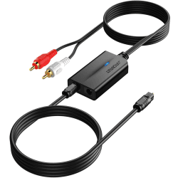 DA Wandler, 192kHz DAC Konverter Digital zu Analog Audio Wandler SPDIF Toslink zu Analog RCA Audio mit Audio-Verstärker-Chip 1,1M RCA Männlich+1M Optischem Kabel für HDTV DVD Blu-ray Sky Spielekonsole RCA-Männlich