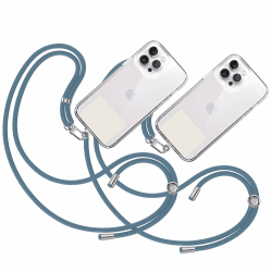 TBOC 2X Band Handykette Schlüsselband Kette Handyschnur [Blau] Zum Aufhängen Nacken Umhängen Universal für Handy mit [Weiß Ice] Pad Handy Band Patch Karabiner Handy Lanyard Schlüsselbänder