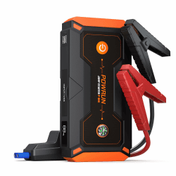 Powrun P-ONE Starthilfe Powerbank,2000A Spitzstrom Auto Starthilfe für bis zu 8.0L Benzin und 6.5L Diesel, 12V Tragbare Booster Auto Starthilfe, Starter Powerbank mit Tragetasche (0range)